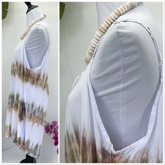 Kau wela Summer Mini Romper Beach Boho Romper Gypsy Overall Wide Leg White - Picture 10 of 14